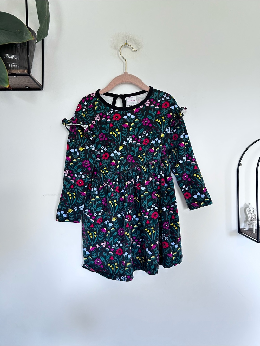 Hanna Andersson Floral Print Long Sleeve Dress Size 100cm or 4 Toddler